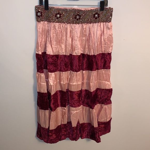 Striped Silk Maxi Skirt With Side Zipper - Picture 4 of 6